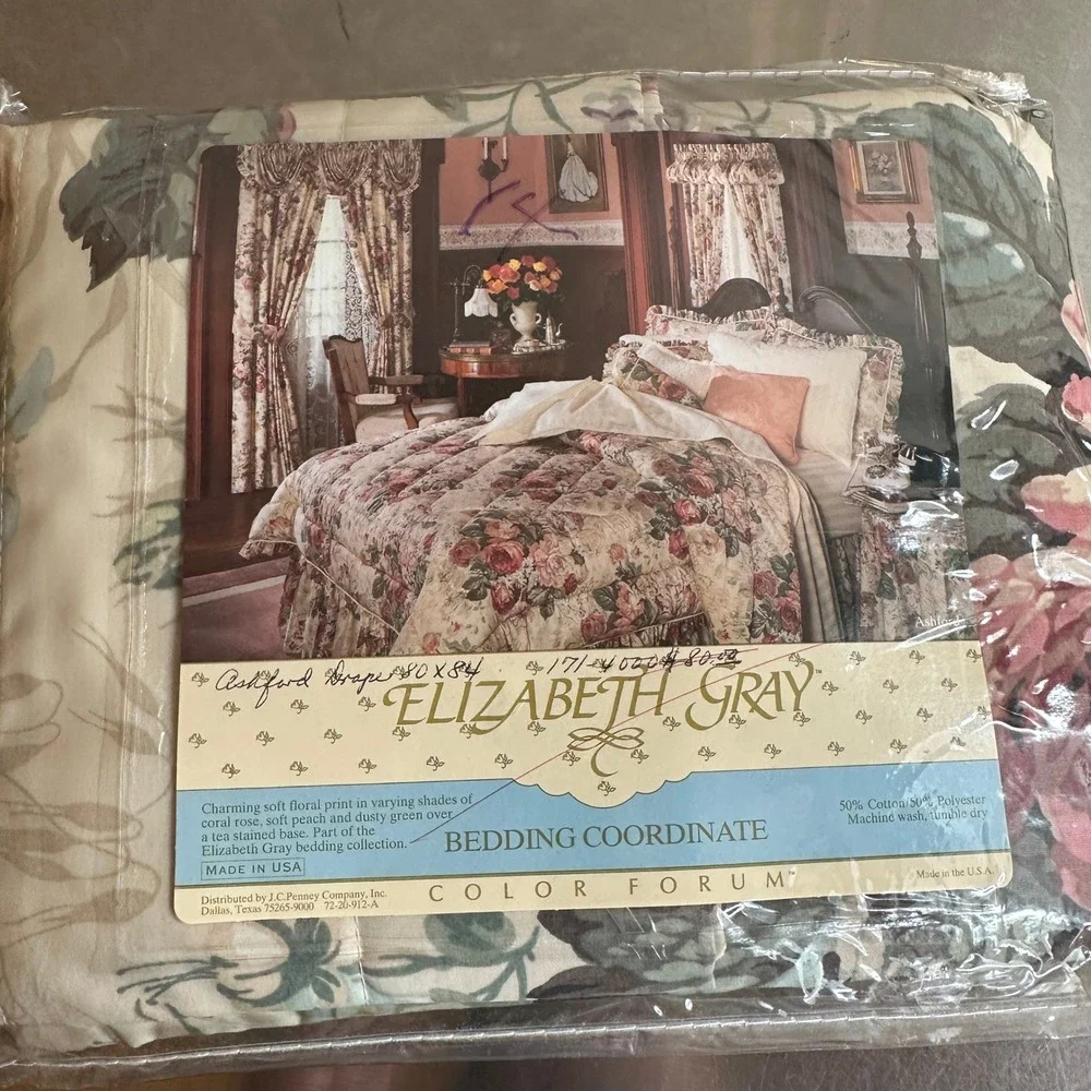 VTG NWT JCPenney Elizabeth Gray Ashford Floral Drapes 80x84 Pink Green